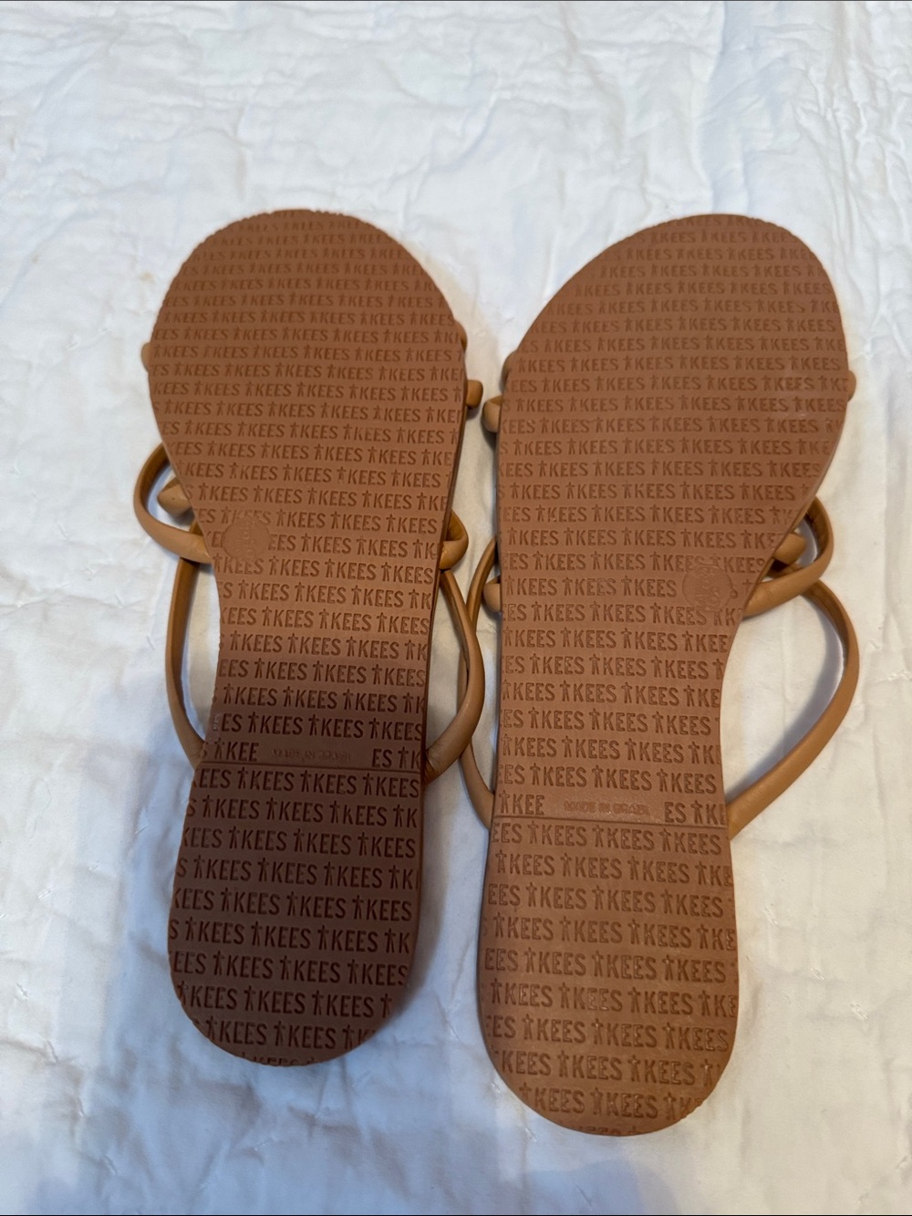 TKEES Slim Double-Strap Slide Sandals in Tan size 8 New - Picture 4 of 4